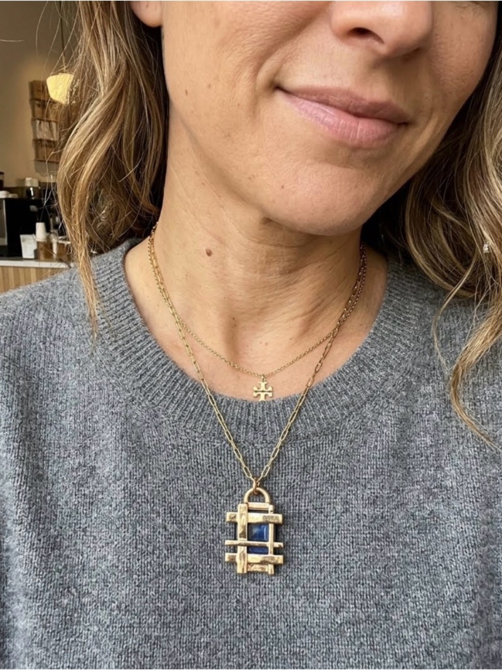 Gold tone Tory Burch Pendant Necklace - Women Jewelry